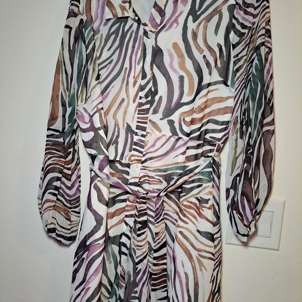 Chic Zebra Print Long Sleeve Dress